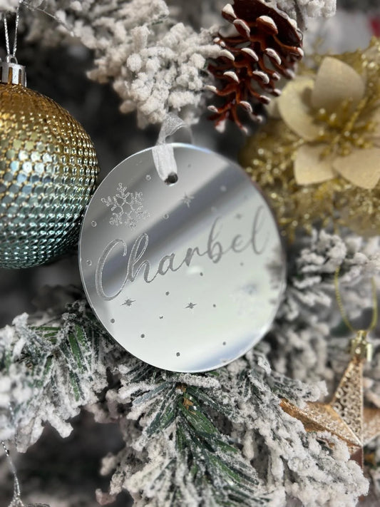Personalized Engraved Christmas Ornaments - Gold & Silver Mirror
